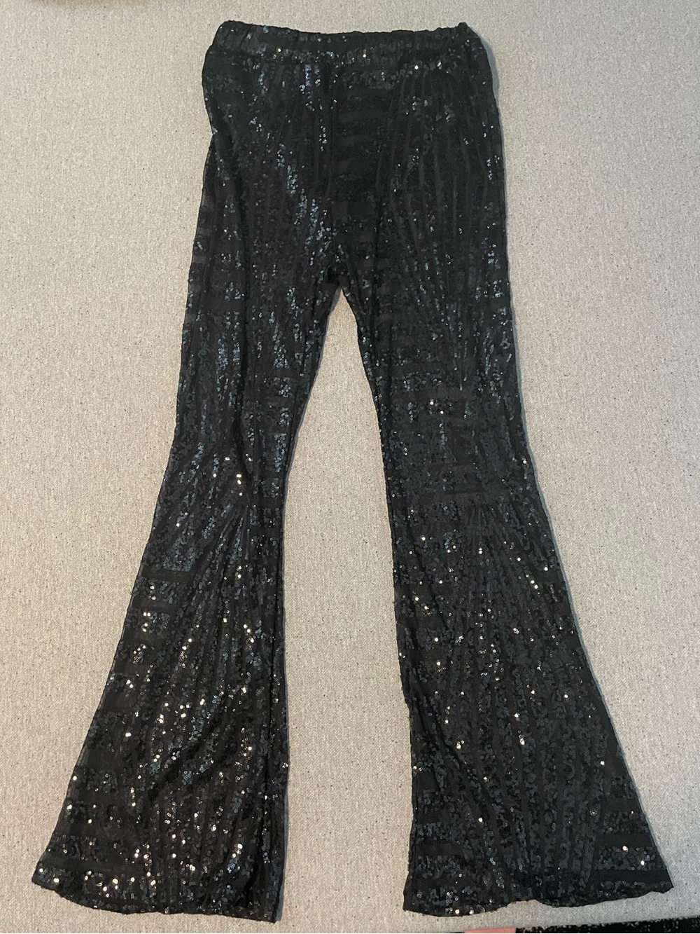 Black Sequin Flared Kids Bottoms